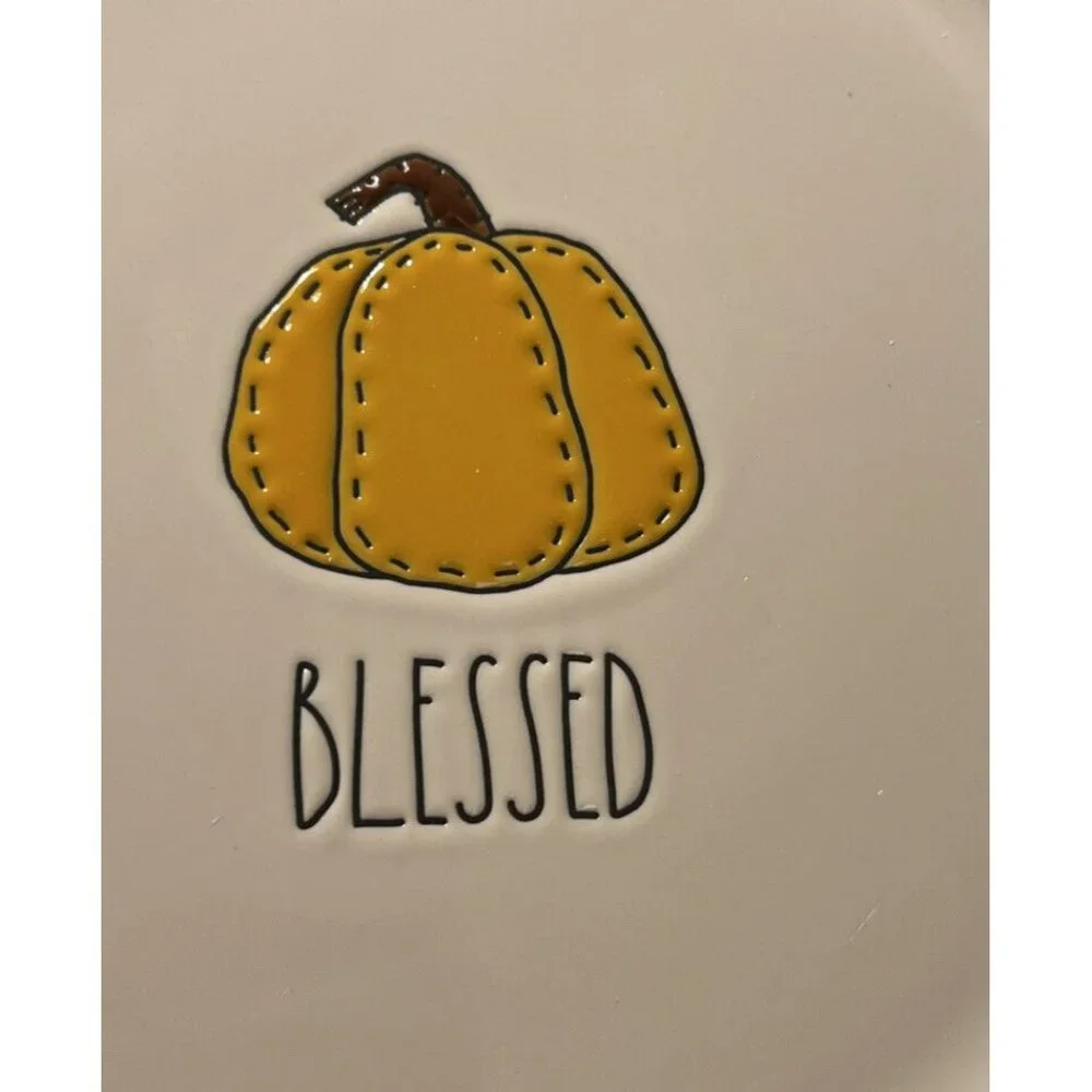 Rae Dunn BLESSED Pie Plate Dish Pumpkin 10.5